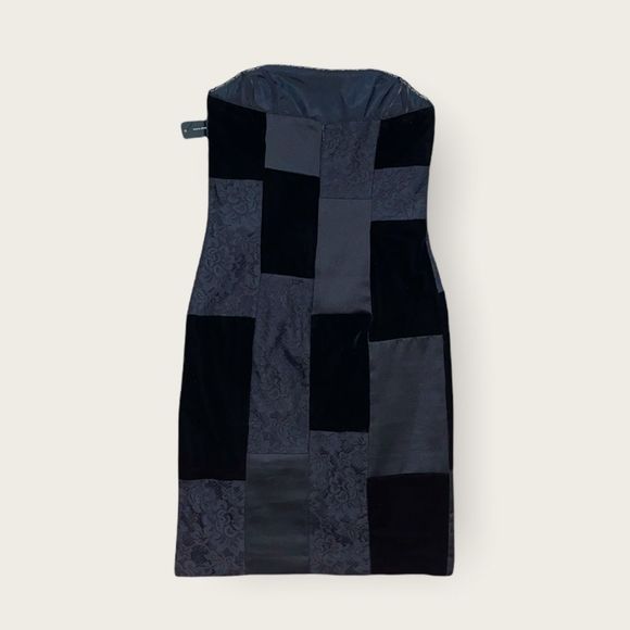 NWT A.B.S. Evening by Allen Schwartz strapless black lace velvet dress size 2 - Picture 6 of 9